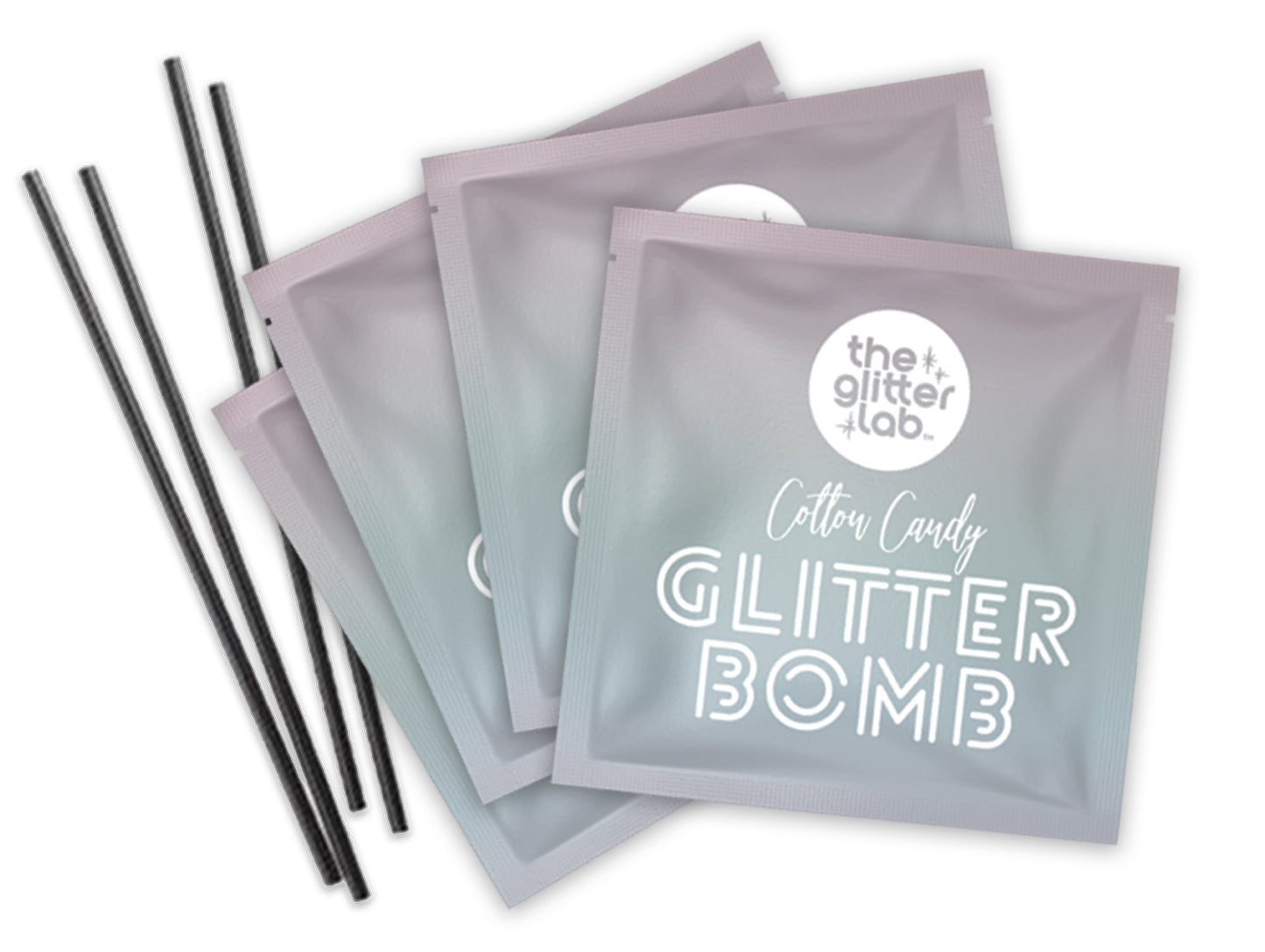 Black cotton candy glitter bomb pouches